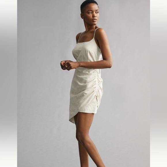 Anthropologie Plus Flat White Ruched Mini Dress Size 3x - Picture 3 of 5